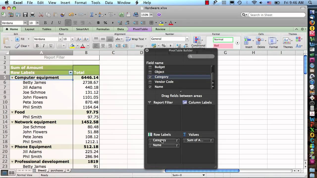 Excel For Mac 2011 Pivot Table